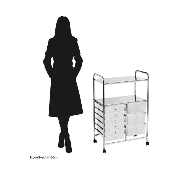 Plastový pojízdný regál v bílo-stříbrné barvě 64x97 cm – Premier Housewares-image-3