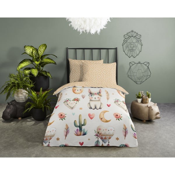 Béžové bavlněné dětské povlečení do postýlky 100x135 cm Luz – Good Morning-image-1