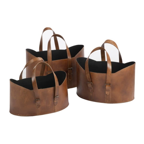 Sada 3 kožených úložných košů J-Line Bags