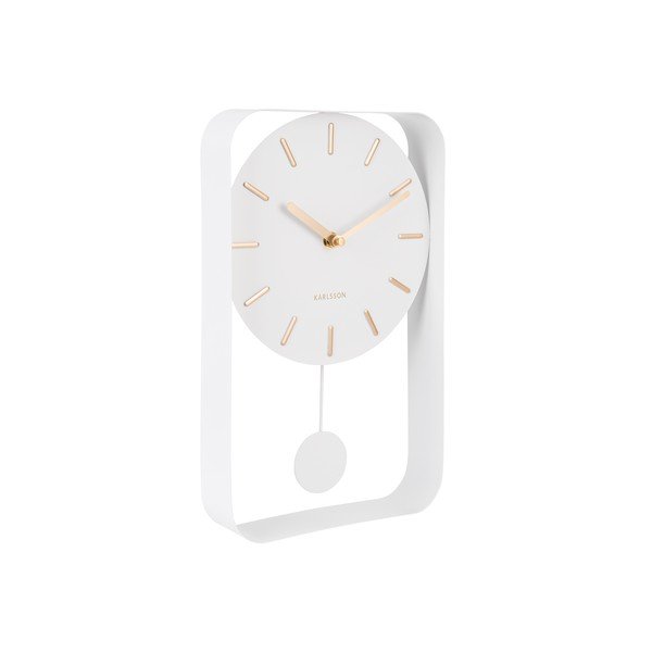 Bílé nástěnné hodiny s kyvadlem Karlsson Charm, výška 32,5 cm-image-2