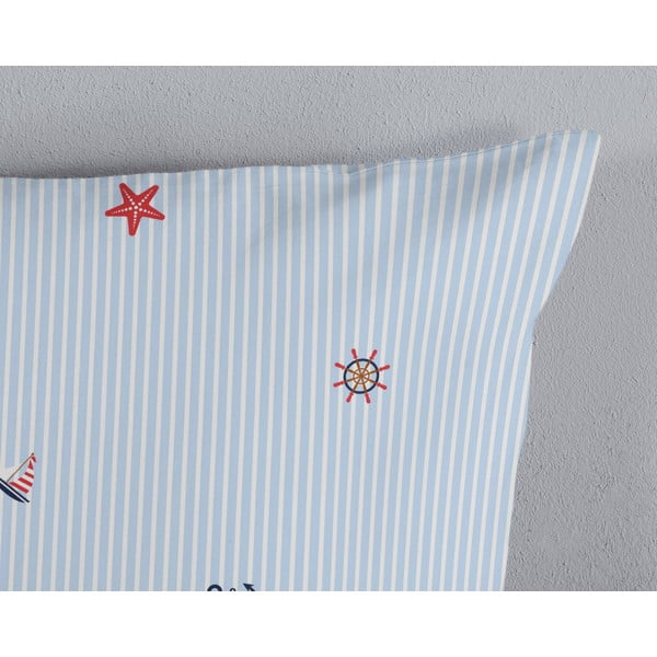 Bílé/modré bavlněné povlečení na jednolůžko 140x200 cm Yachtclub – Good Morning-image-3