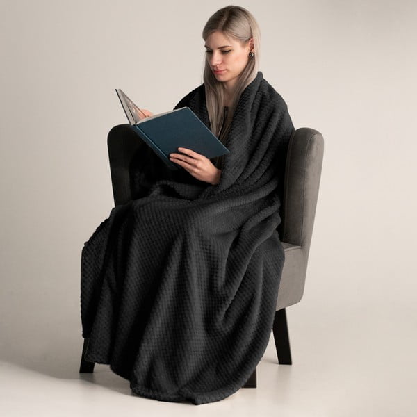 Černá deka z mikrovlákna DecoKing Henry, 150 x 200 cm-image-1