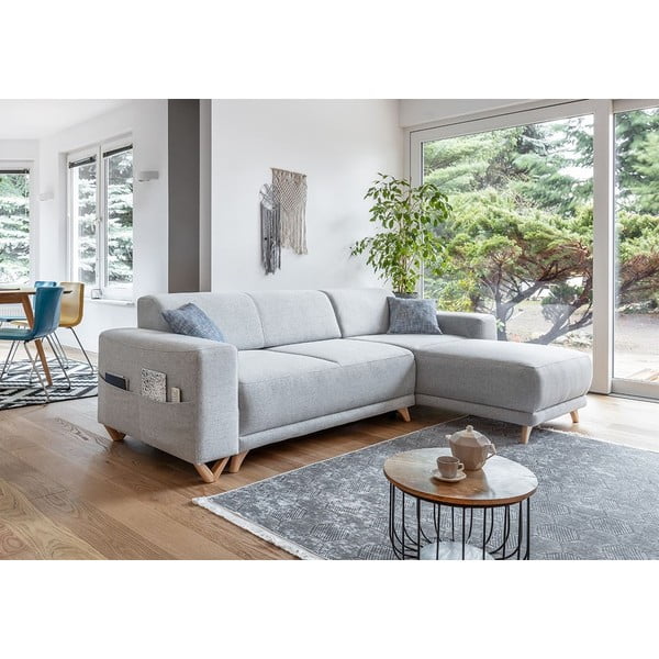Světle šedá rozkládací/s úložným prostorem rohová pohovka Classy Sophie – Miuform-image-3