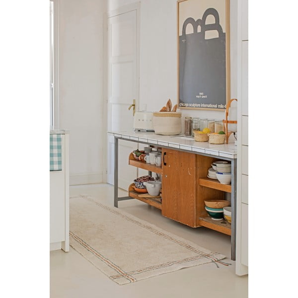 Krémový pratelný ručně tkaný bavlněný běhoun 80x230 cm Cuisine Natural – Lorena Canals-image-3