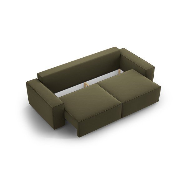 Zelená sametová rozkládací/s úložným prostorem pohovka 247 cm Jodie – Micadoni -image-4