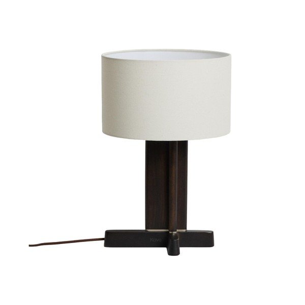 Bílá/tmavě hnědá stolní lampa z kaučukového dřeva s textilním stínidlem (výška 48 cm) Niani – Kave Home