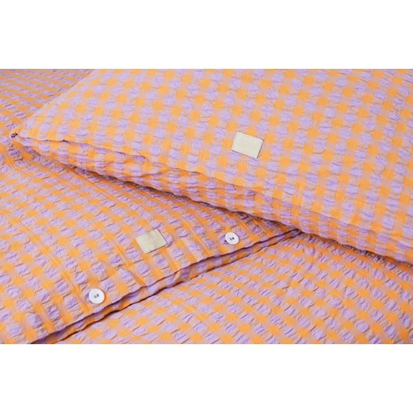 Krepové povlečení na jednolůžko v oranžovo-levandulové barvě 140x200 cm Bæk&Bølge – JUNA-image-4