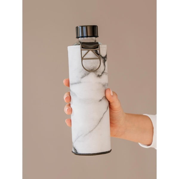 Černo-bílá láhev z borosilikátového skla s obalem z umělé kůže Equa Mismatch Stone, 750 ml-image-1