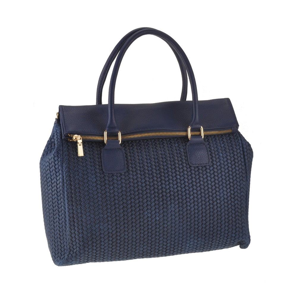 Tmavě modrá kožená kabelka Florence Bags Kuma