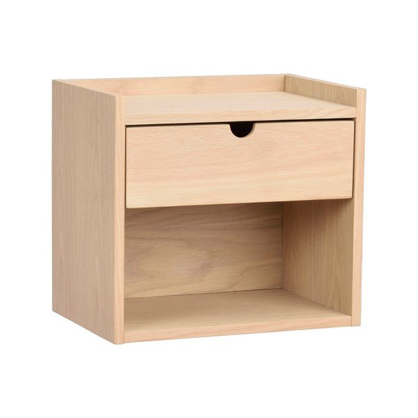 Závěsný noční stolek s poličkami z dubového dřeva v přírodní barvě Hillmond – Rowico-image-2