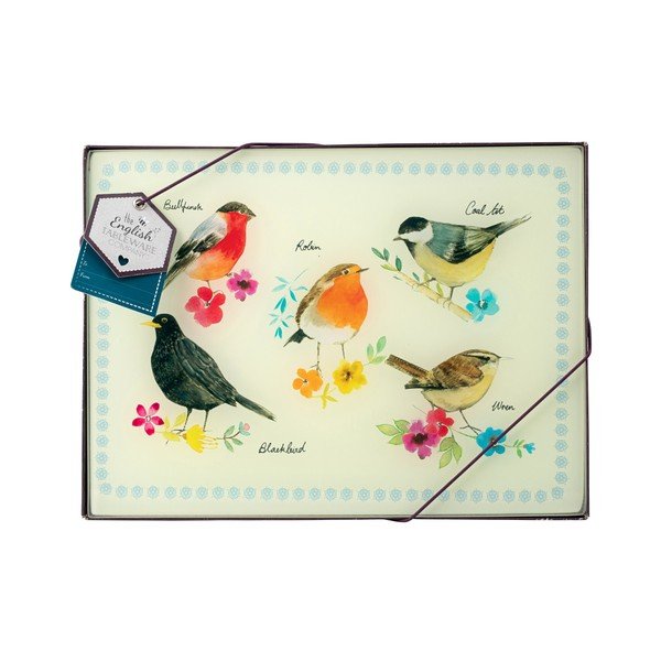 Sada 4 prostírání z tvrzeného skla David Mason Garden Birds