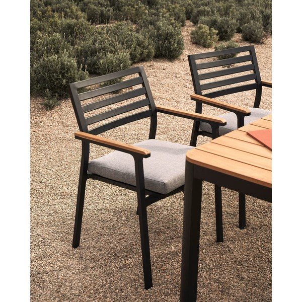 Černá kovová zahradní židle Bona – Kave Home-image-1