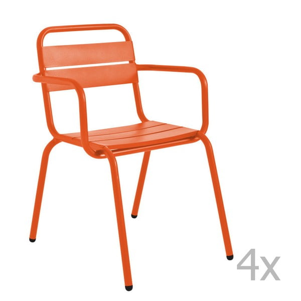 Sada 4 oranžových zahradních židlí Isimar Barceloneta