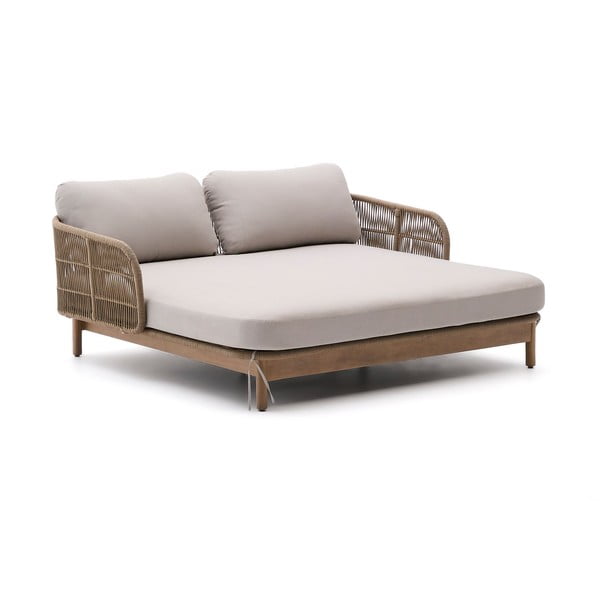 Krémové/v přírodní barvě dvoumístné dřevěné zahradní lehátko Catalina – Kave Home