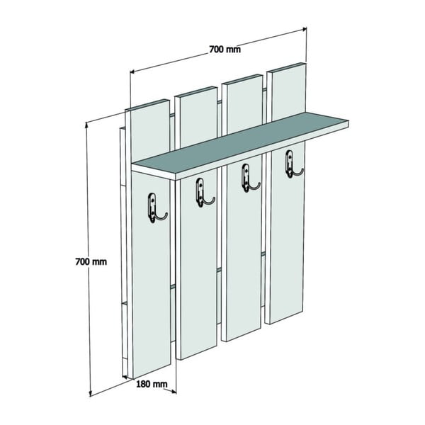 Nástěnný věšák v dekoru ořechu s poličkou v antracitovo-přírodní barvě Mita – Puqa Design-image-3