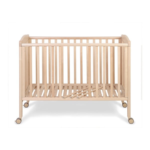 Dřevěná postýlka na kolečkách s polohovatelnou bočnicí YappyKids Qu, 60 x 120 cm-image-3
