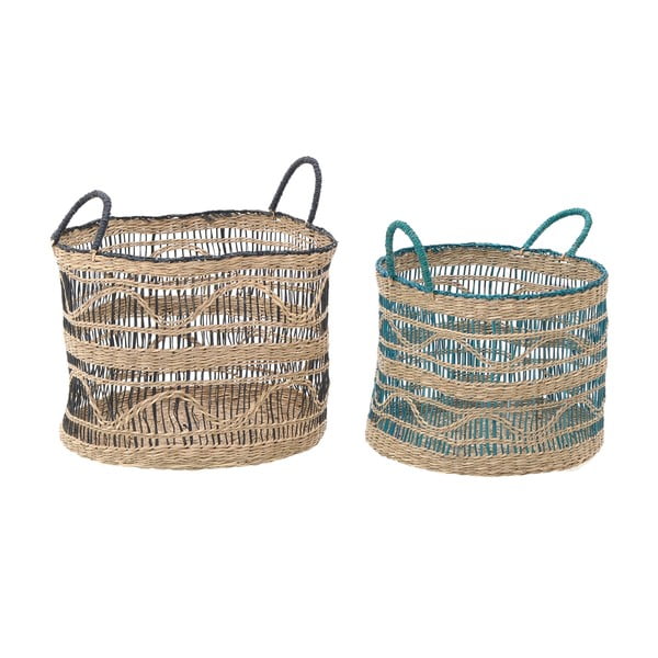Sada 2 dekorativních úložných košíků z mořské trávy InArt Natural