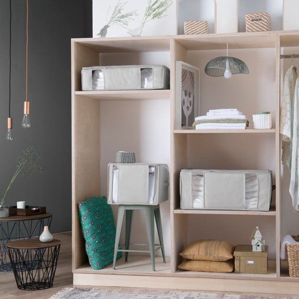 Vakuový vyztužený látkový úložný box na oblečení 56x42x33 cm Granit – Compactor-image-1