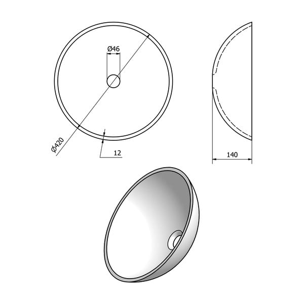 Skleněné kulaté umyvadlo ve zlaté barvě ø 42 cm Fianna – Sapho-image-4