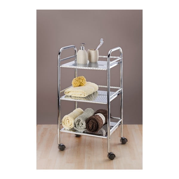 Kovový pojízdný regál ve stříbrné barvě 41x75 cm – Wenko-image-1