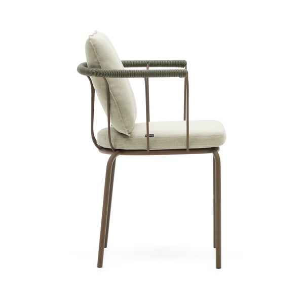 Zelená/béžová kovová zahradní židle Salguer – Kave Home-image-3