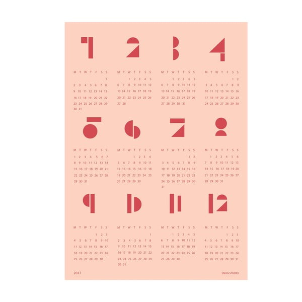 Nástěnný kalendář SNUG.Toy Blocks 2017, růžový