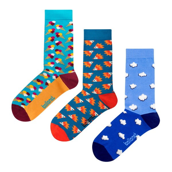 Set 3 párů ponožek Ballonet Socks Novelty Blue v dárkovém balení, velikost 36 - 40