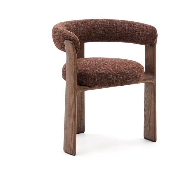 Hnědé jídelní křeslo s područkami z jasanového dřeva Granite – Kave Home