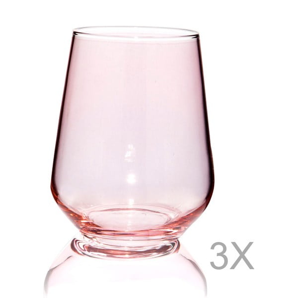 Sada 3 růžových sklenic Mezzo Amor, 220 ml