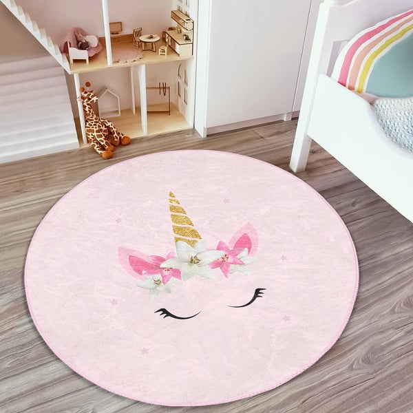 Růžový dětský koberec ø 100 cm Comfort – Mila Home-image-2