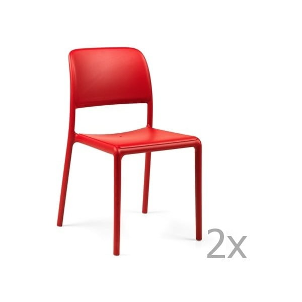 Sada 2 červených zahradních židlí Nardi Riva Bistrot