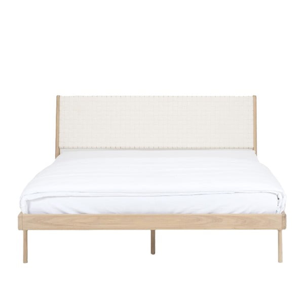 Dvoulůžková postel z dubového dřeva v bílo-přírodní barvě 160x200 cm Fawn – Gazzda