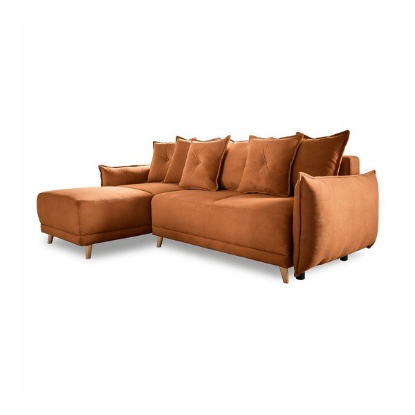 Manšestrová rozkládací rohová pohovka v cihlové barvě (variabilní) Lazy Lukka – Miuform