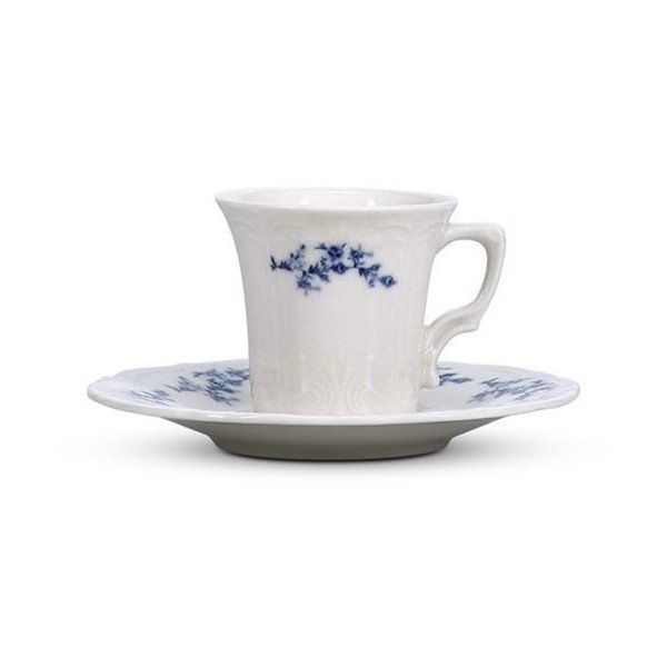 Bílý/modrý porcelánový podšálek ø 12 cm Retro – BonBistro-image-3