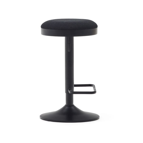 Černé čalouněné barové stoličky v sadě 2 ks s nastavitelnou výškou (výška sedáku 53,5 cm) Zaib – Kave Home-image-3