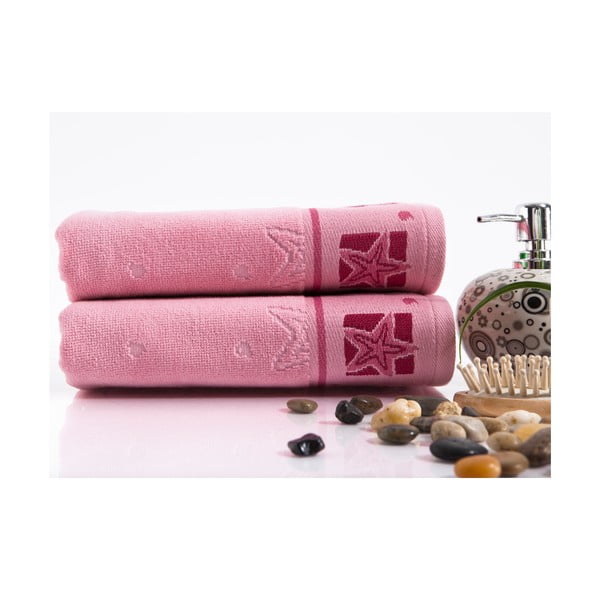Sada 2 ručníků Shell Pink, 50x90 cm