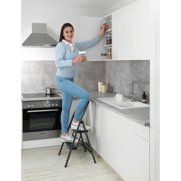 Šedé schůdky Wenko Compact, výška 91,5 cm-image-1