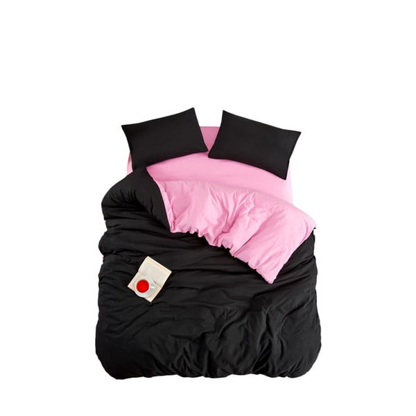 Černo-růžové povlečení na jednolůžko/prodloužené s prostěradlem/3dílné 160x220 cm Classic – Mila Home