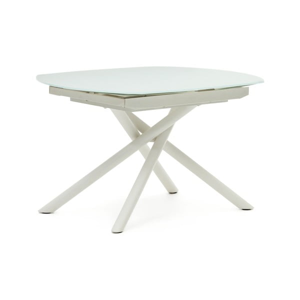 Bílý rozkládací jídelní stůl se skleněnou deskou 100x130 cm Yodalia – Kave Home