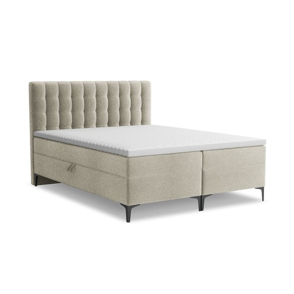 Taupe boxspring postel s úložným prostorem 180x200 cm Puhala – Makamii