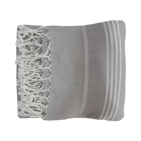 Šedá ručně tkaná osuška z prémiové bavlny Homemania Sultan Hammam, 100 x 180 cm