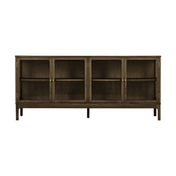Tmavě hnědá vitrína v dekoru dubu 180x80x40 cm Zamora – House Nordic-image-2