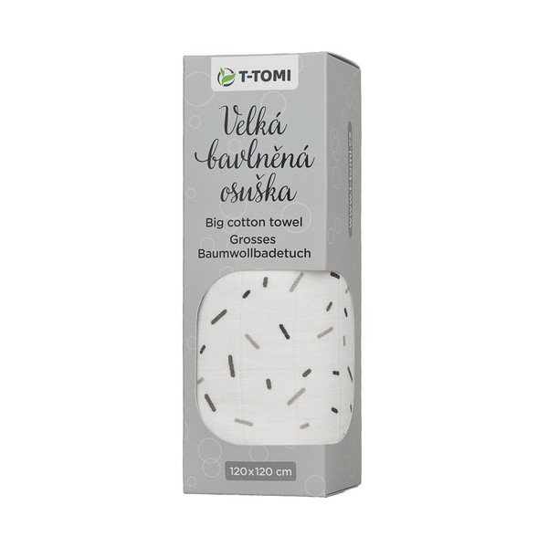 Bavlněná dětská osuška T-TOMI Tetra Grey Lines, 120 x 120 cm-image-1