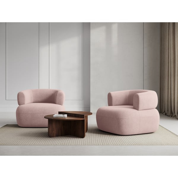 Světle růžové křeslo z textilie bouclé Jenny – Micadoni Home-image-1