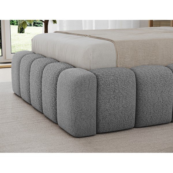 Šedá čalouněná jednolůžková postel s úložným prostorem s roštem 90x200 cm Lamica – ELTAP-image-4