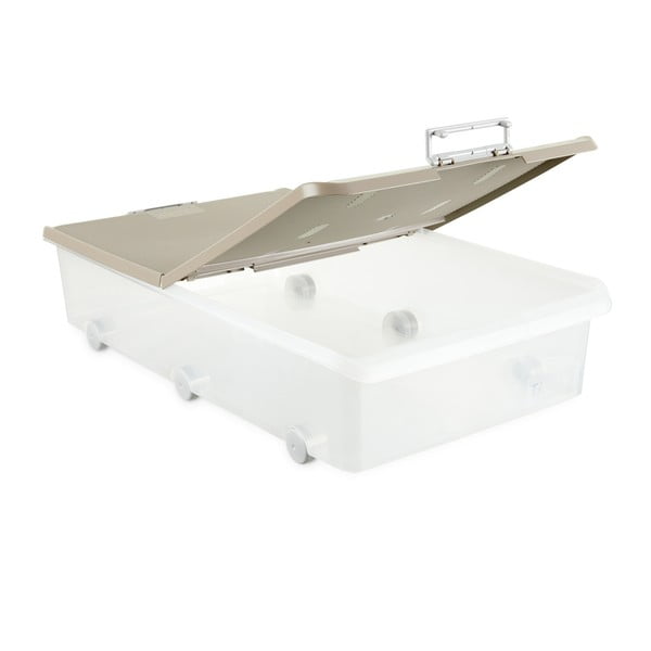 Průhledný úložný box pod postel na kolečkách s béžovým víkem Ta-Tay Storage Box-image-1