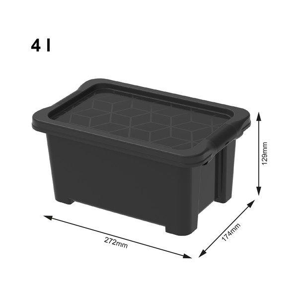 Leskle černý plastový úložný box s víkem Evo Easy - Rotho-image-1