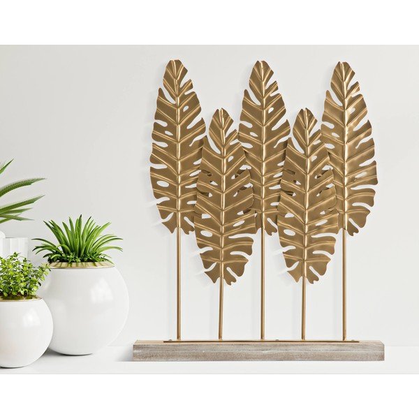 Dekorativní soška ve zlaté barvě Mauro Ferretti Long Leaf-image-1