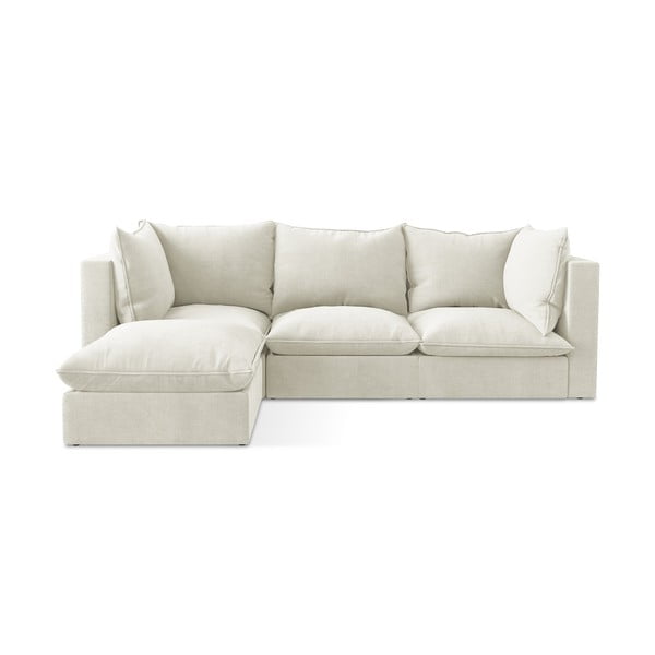 Béžová rohová pohovka (levý roh/s lenoškou) Manao – Makamii