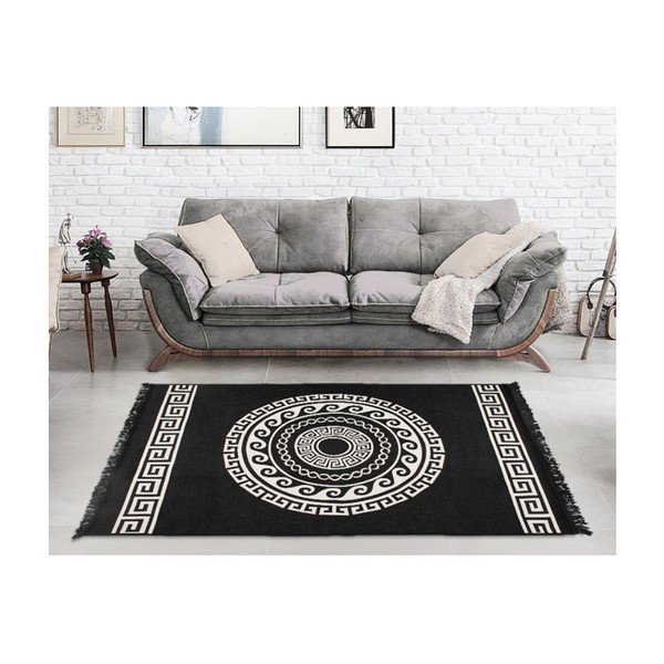 Béžovo-černý oboustranný koberec Mandala, 120 x 180 cm-image-3